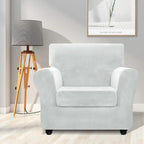Znsayotx Luxury Velvet Chair Slipcovers With Arm 2 Piece Stretch Chair Covers For Living Room Thick Soft Armchair Slipcover Anti Slip Pet Friendly Furniture Protector (Silver Grey),32'-46'(1 Cushion)