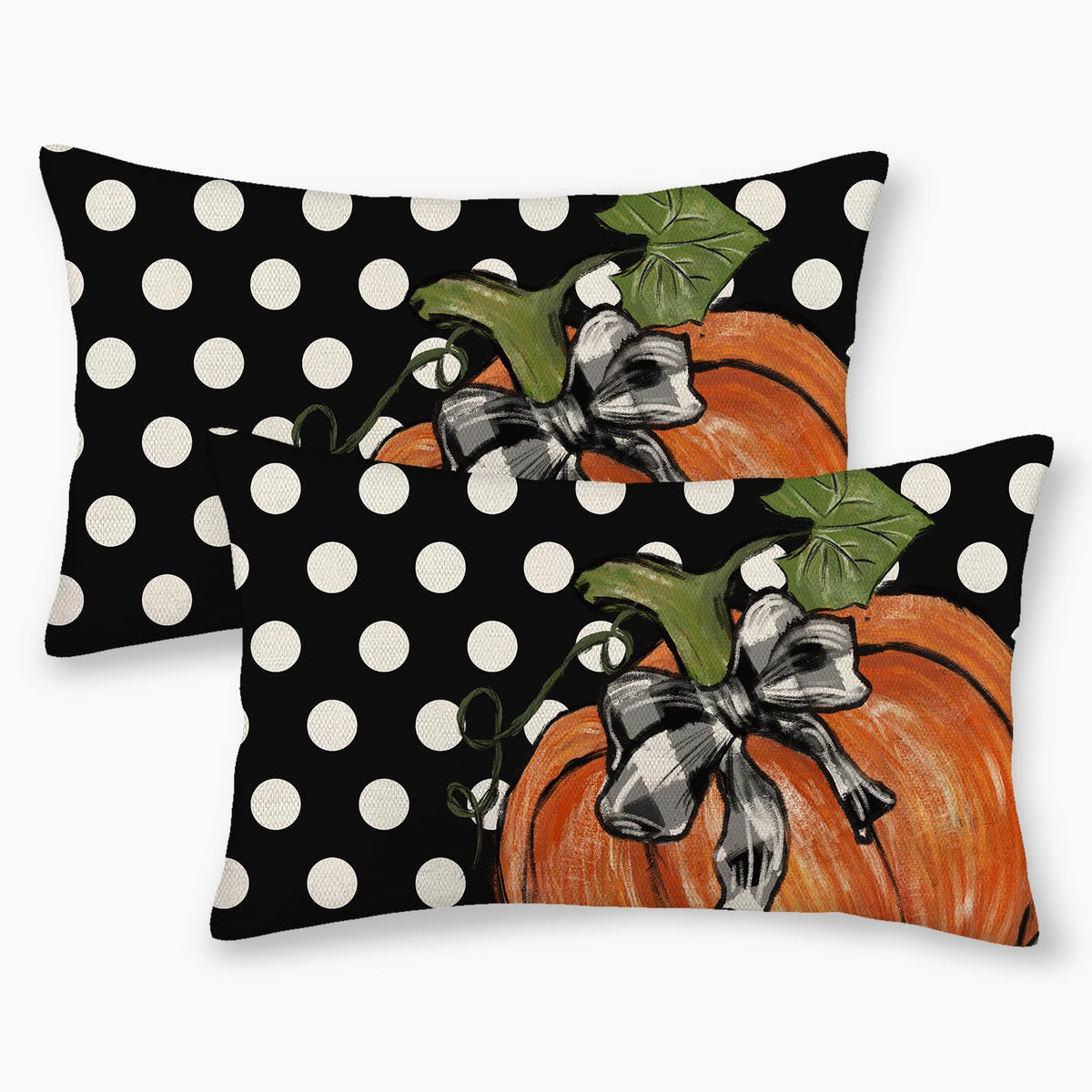 Gohdiwh Fall Pillow Covers 12X20 Set Of 2 Pumpkin Maple Leaf And Polka Dot Fall Decor Pillowcase Autumn Thanksgiving Decorative