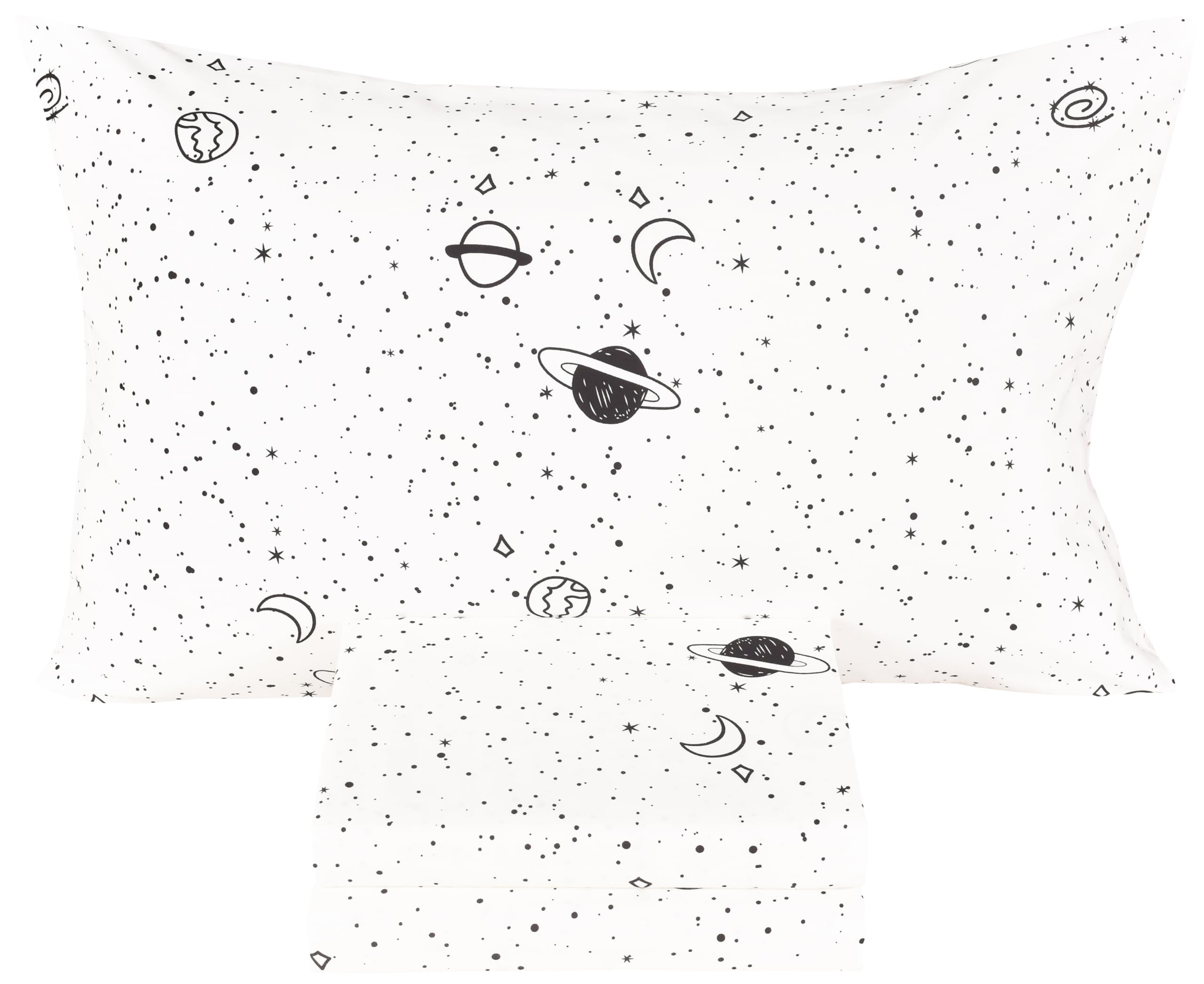 Scientific Sleep Starry Galaxy Solar System 100% Cotton 3 Pcs Twin Bed Sheet Set Kids Boys Girls Toddler Teen, Flat Sheet & Fitt