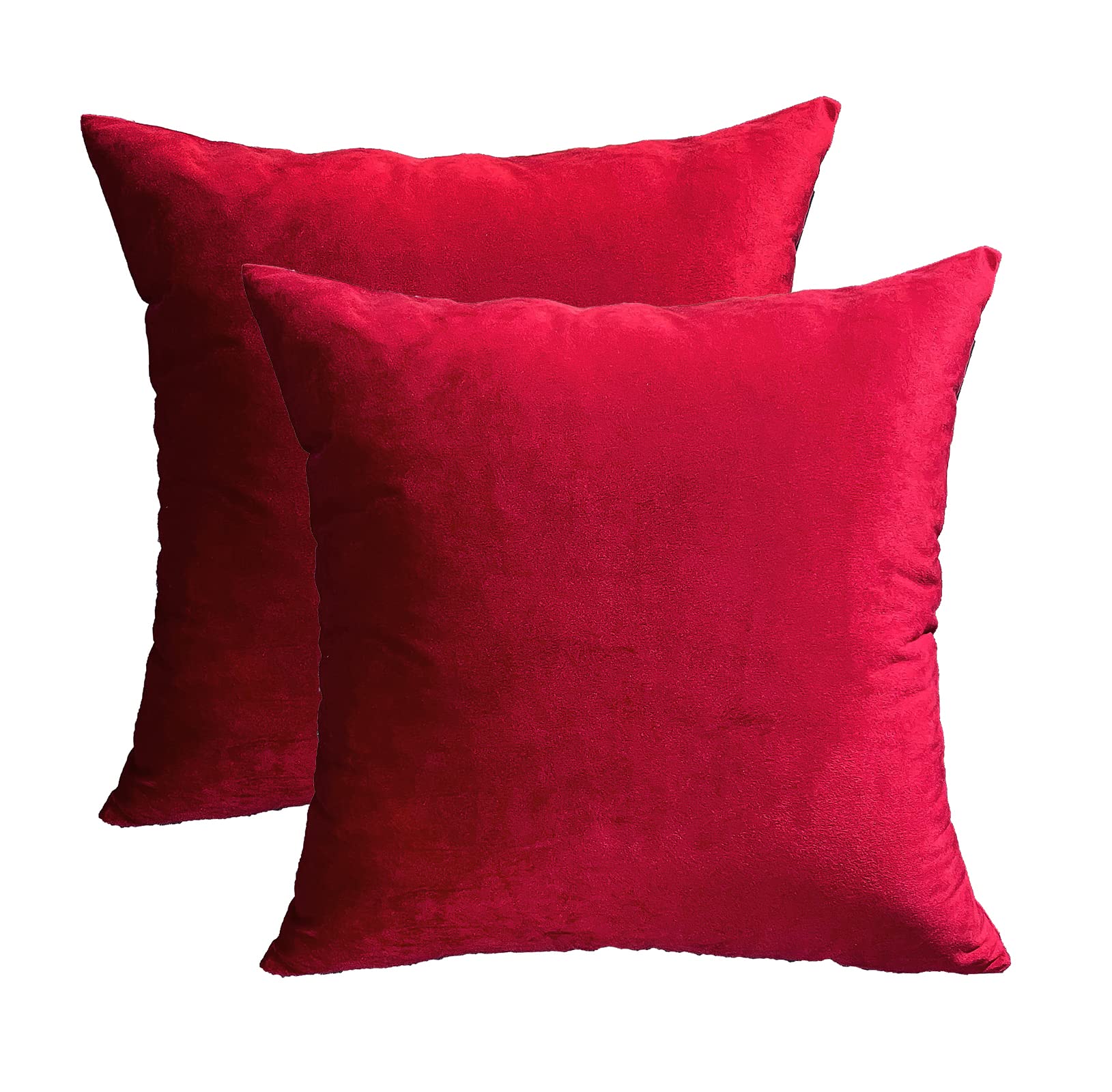 Rainroad Velvet Decorative Throw Pillow Covers Cushion Cover Pillow Case For Sofa Couch Bed Chair,Soft Square Red Throw Pillows