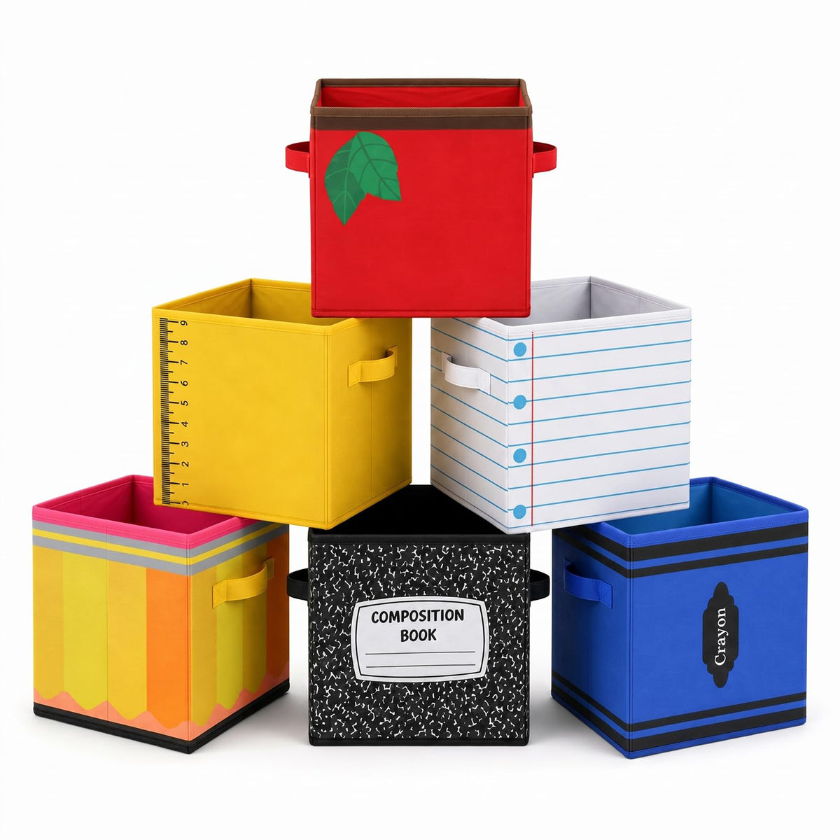 Crtiin 6 Pcs 11in Notebook Pencil Crayon Fabric Storage Bins