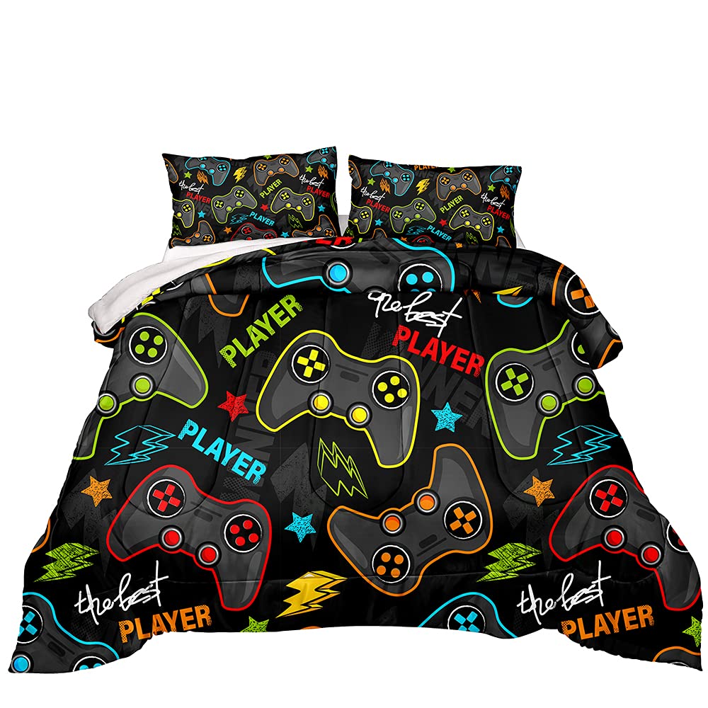 Z.Jian Home Gaming Comforter For Boys Teen,Game Contoller Bedding Set For Boys Kids,Down Alternative Comforter For All Season,Ga