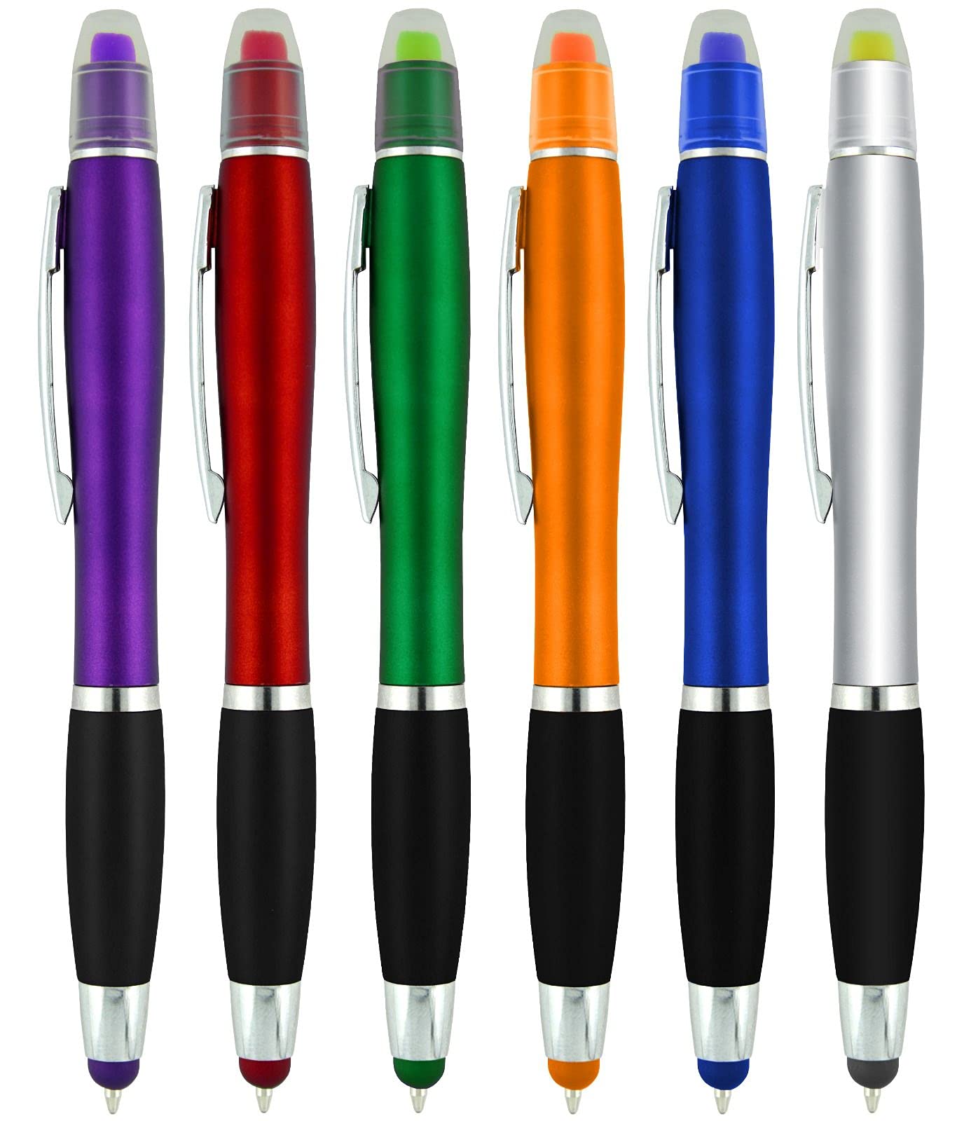 Bible Highlighter With Pen And Stylus For Touchscreens, 3 In 1 Combo, Multi-Color Highlighters, No Bleed, All Black Ballpoint In