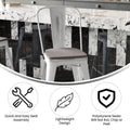 Flash Furniture Carly Commercial Grade 24" High White Metal Indoor-Outdoor Counter Height Stool with Back and Gray Polystyrene Seat