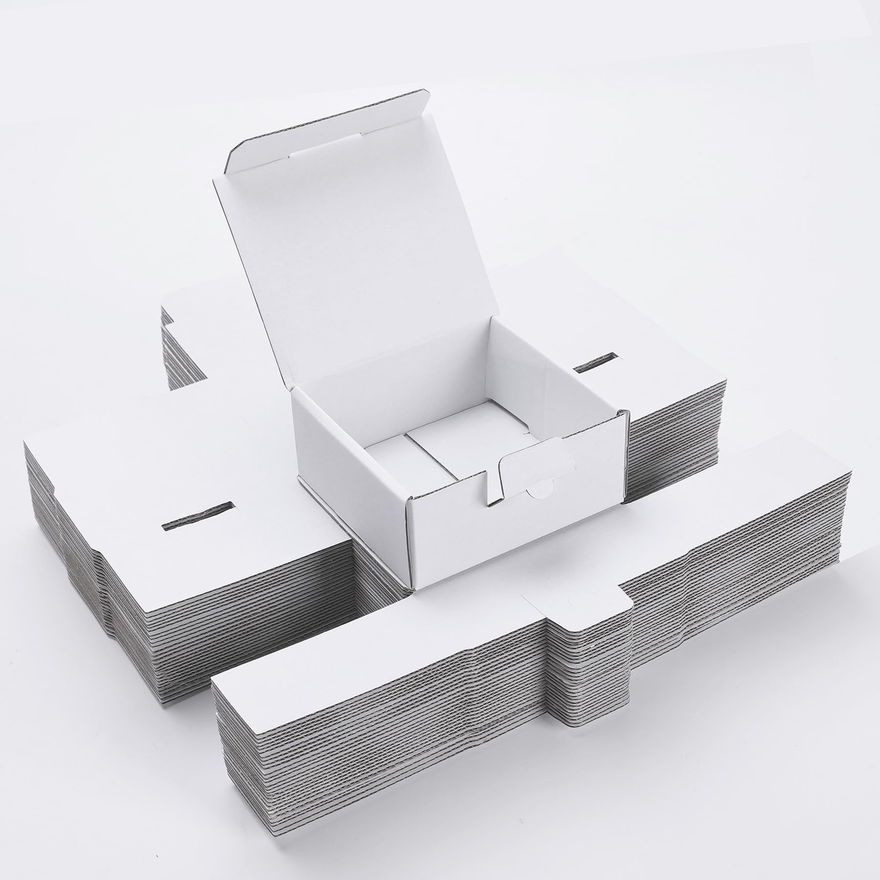 LineKap Small Shipping Boxes 3.5x3.3x1.6 Inches, 25-Pack White Corrugated Cardboard Gift Boxes for Mailing, Packaging & Storage