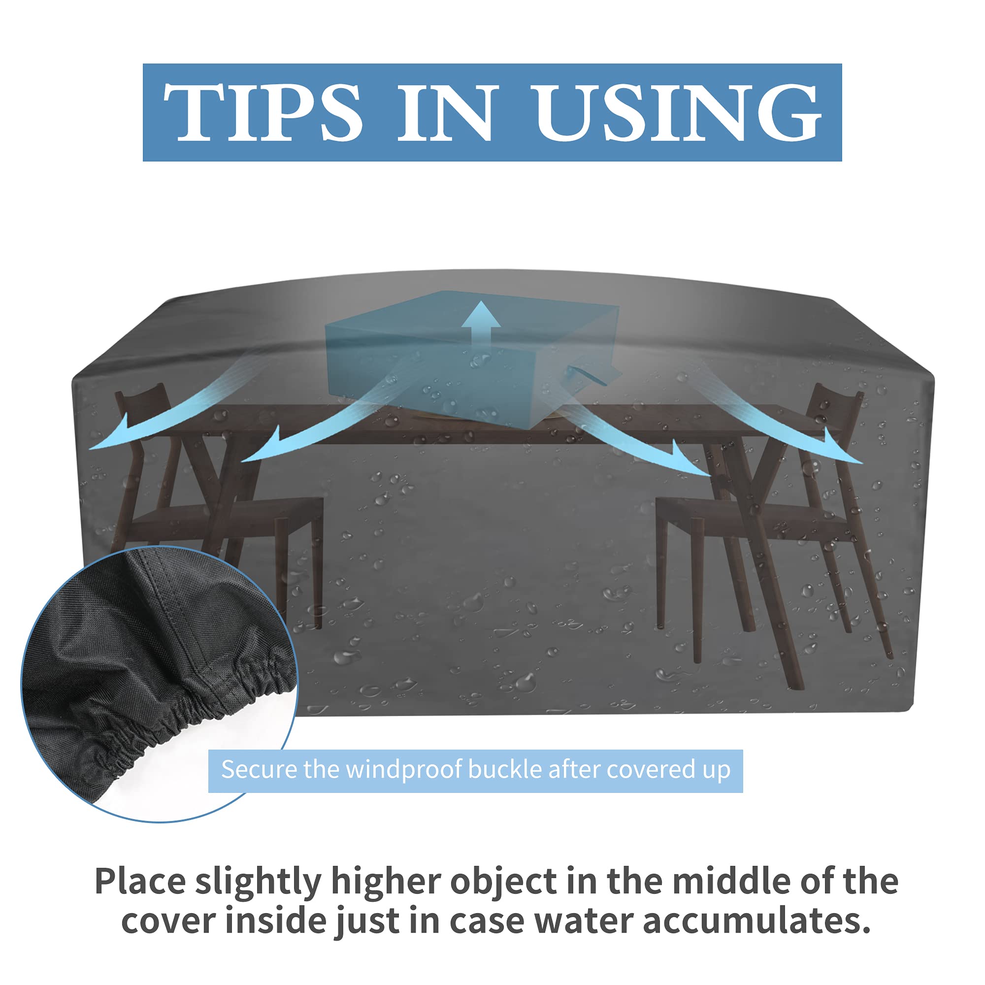 Hrefeu Patio Table Cover Black- 63 X 30 X 28 Inch, Heavy Duty 600D Oxford Deck Box Cover, Outdoor Table Cover,Outdoor Patio Furn