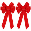 2 Pack Red Christmas Bows Outdoor Decorations,12   x20    Large Christmas Tree Topper Bow, Velvet Wreath Bow with Glitter Gold E