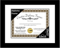 Creative Picture Frames 12x15 Classic Black Diploma Frame with White Mat Glass Easel and Installed Wall Hangers | Frame Holds 16
