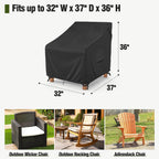 Mr. Cover Patio Furniture Covers Waterproof, Outdoor Chair Covers For Rocking Chair, Fits Up To 32W X 37D X 36H Inches, Ventilated Air Vents And Convenient Handles Included, Black, 2 Pack