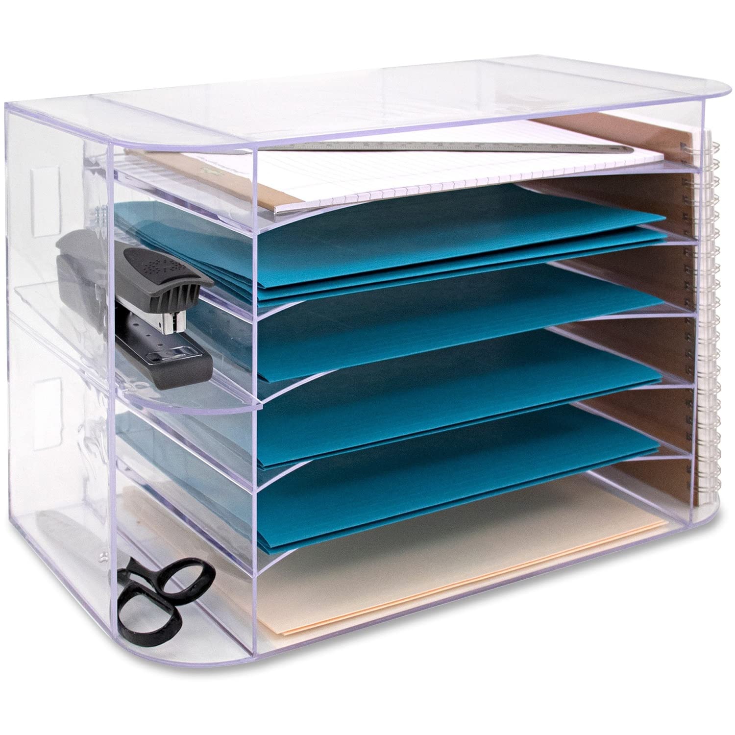 Business Source 86880 Desk Sorter w/6 Letter Trays, Jumbo, 18-1/8-Inch x10-Inch x12-1/4-Inch , CL