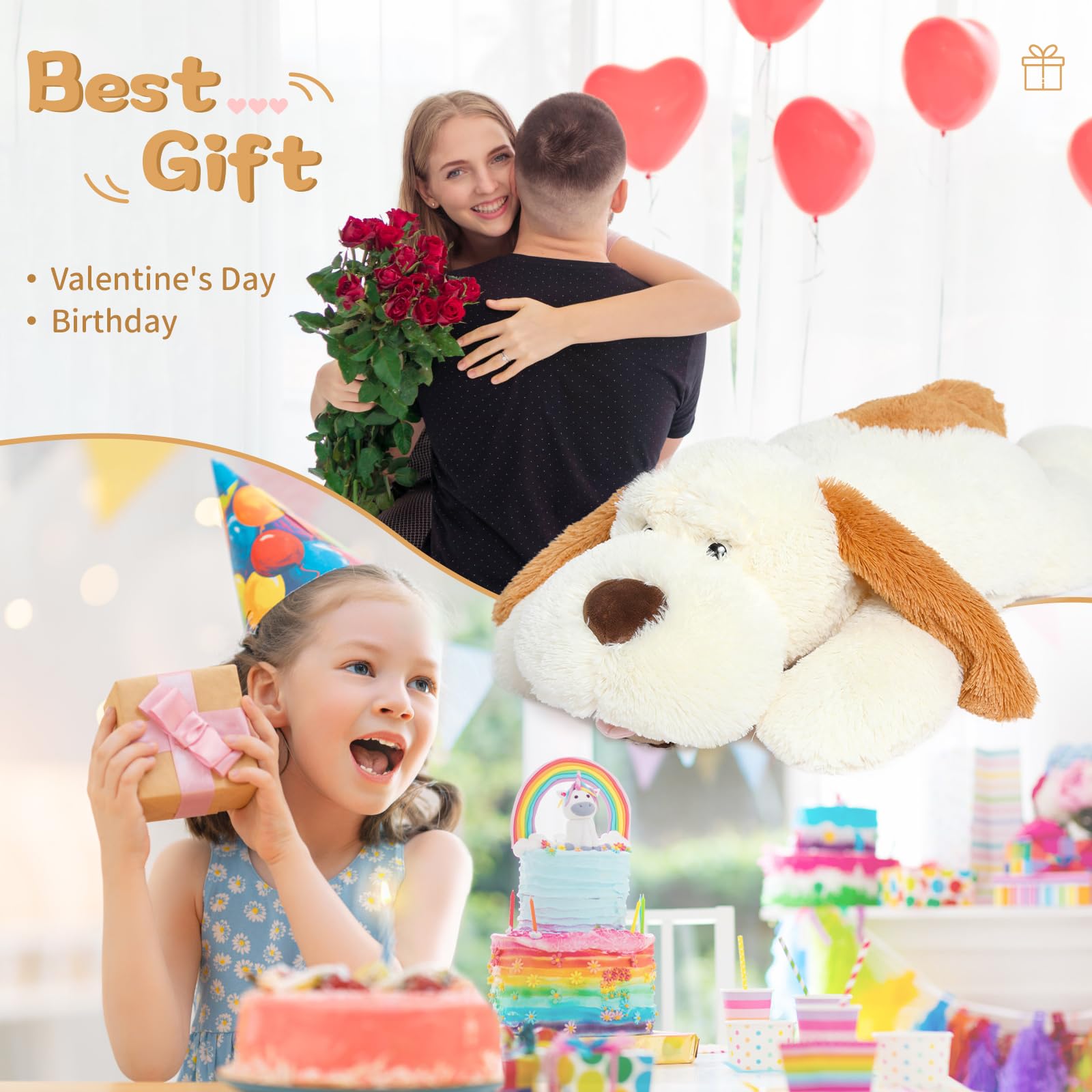 Morismos Giant Dog Stuffed Animal 31', Soft Plush Dog Pillow, Big Puppy Plush Toy For Kids