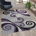 Flash Furniture Valli Collection Area Rug - High Pile Purple Olefin Rug - 5' X 7' Area Rug - Jute Backing - Hallway, Entryway, Bedroom, Living Room