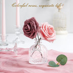 Bleum Cade 16Pcs Artificial Flowers Fake Roses With Stems, Gradient Dusty Rose Boxed Foam Roses For Diy Bouquets Centerpieces We