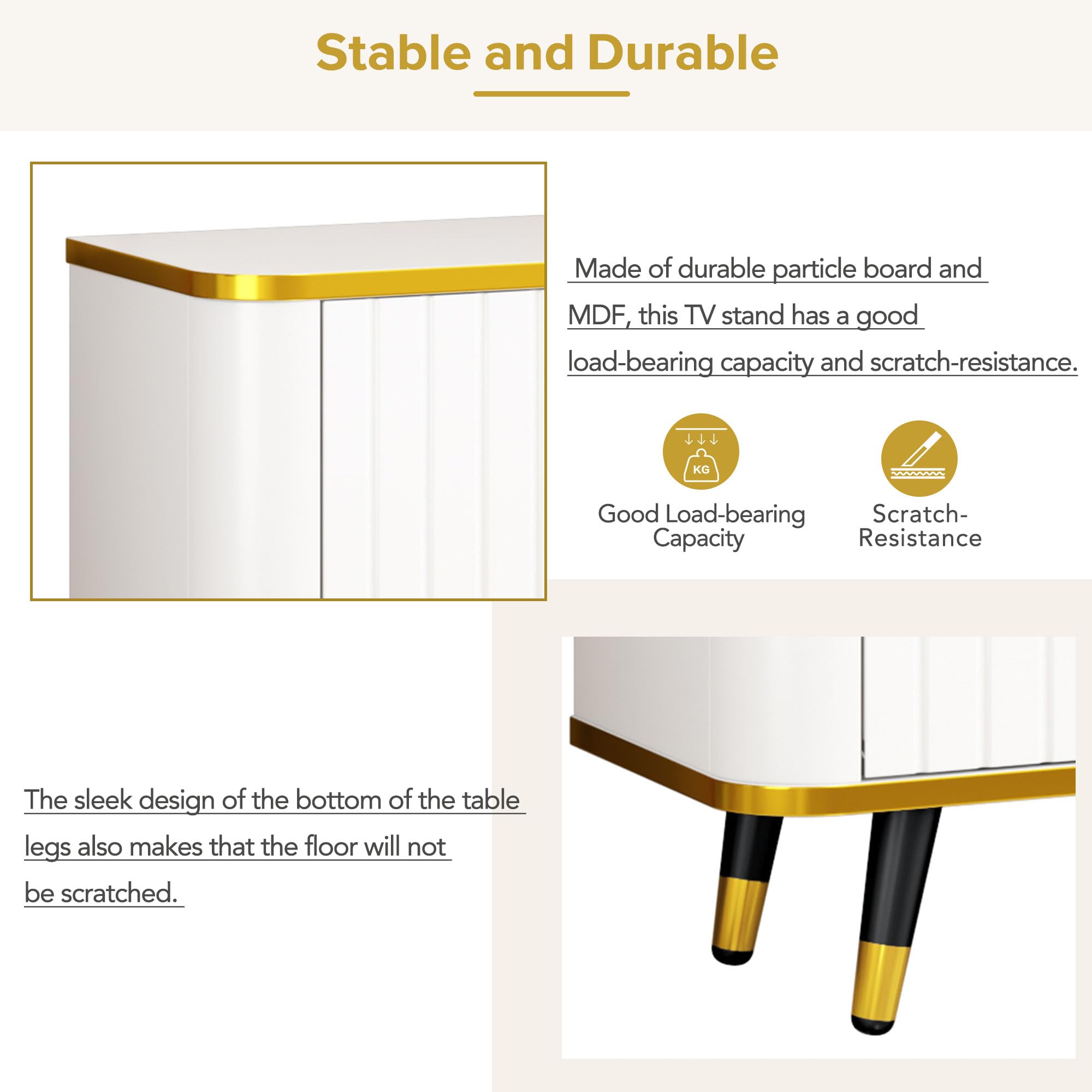 Merax Luxury Minimalism Tv Stand With Open Storage Shelf, Cabinets And Drawers, Entertainment Center For Televisions Up To 85', Practical Media Console With Unique Legs For Living Room, White