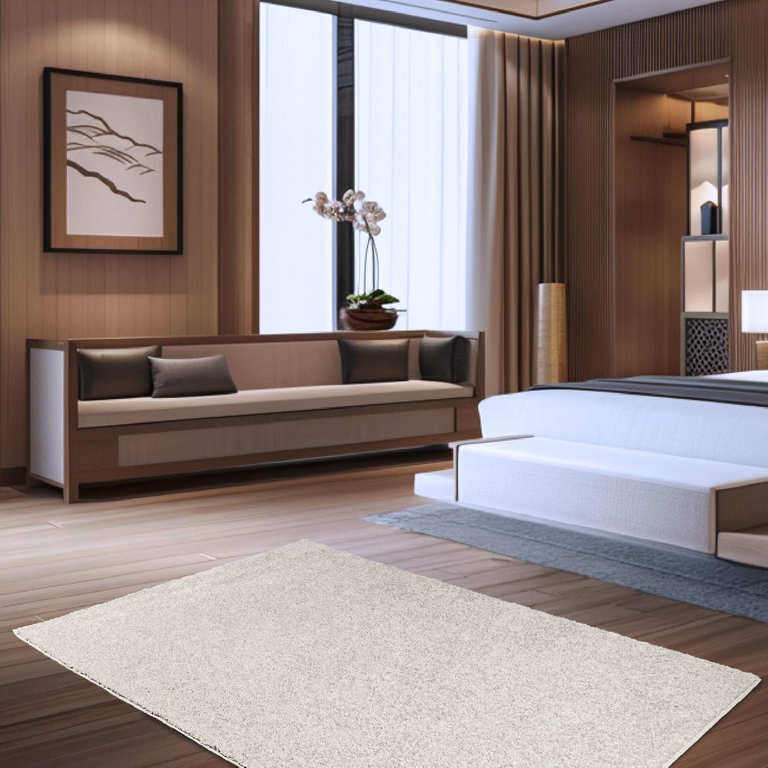 Pet Friendly Solid Color Area Rugs Off White - 3' Square, Indoor, Stain Resistant, Perfect For Living Room, Bedroom, Dining Room