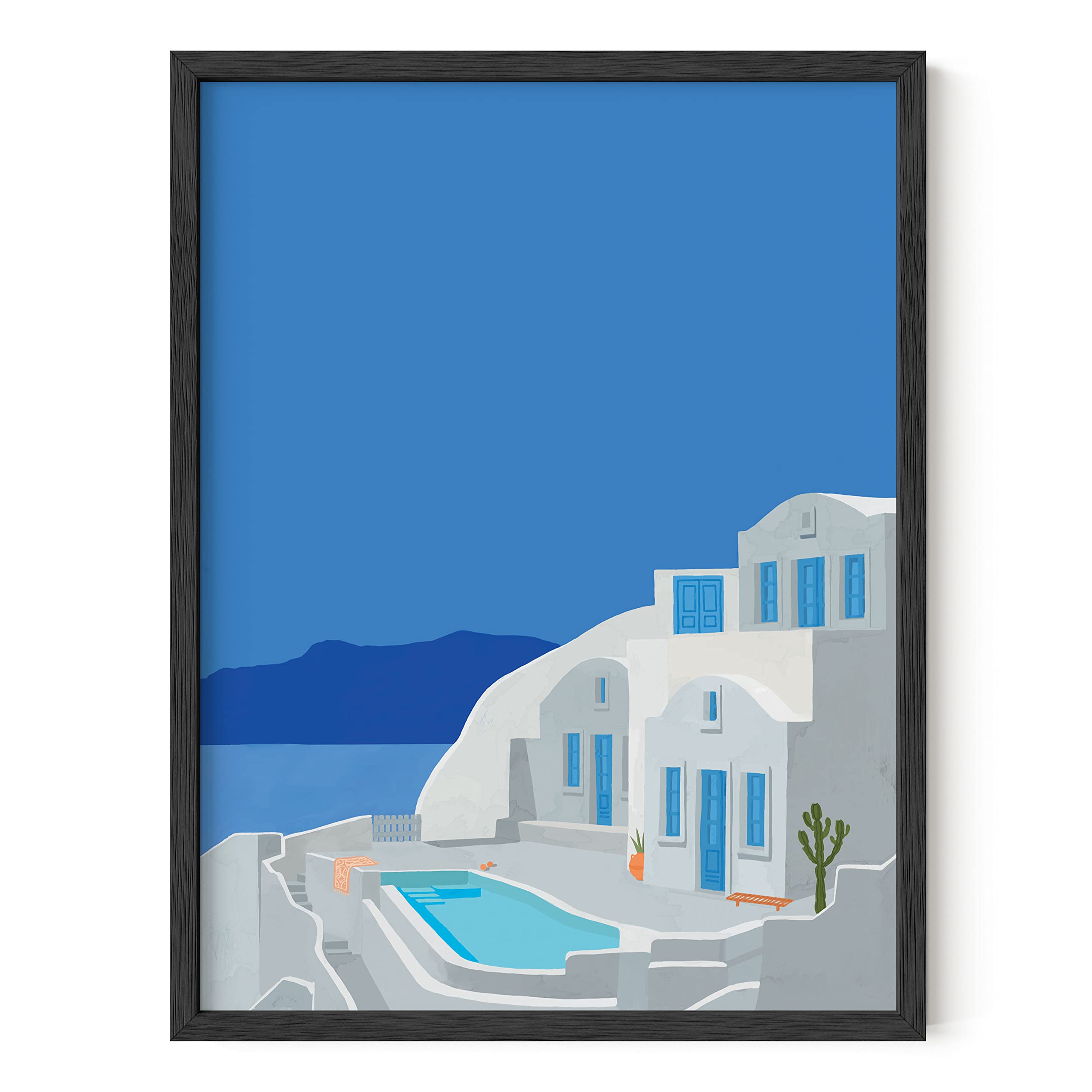 HAUS AND HUES Vintage Travel Posters - Greece Art Prints For Wall Decor, Blue Posters of Travel Themed Photo, Beachy Aesthetic W