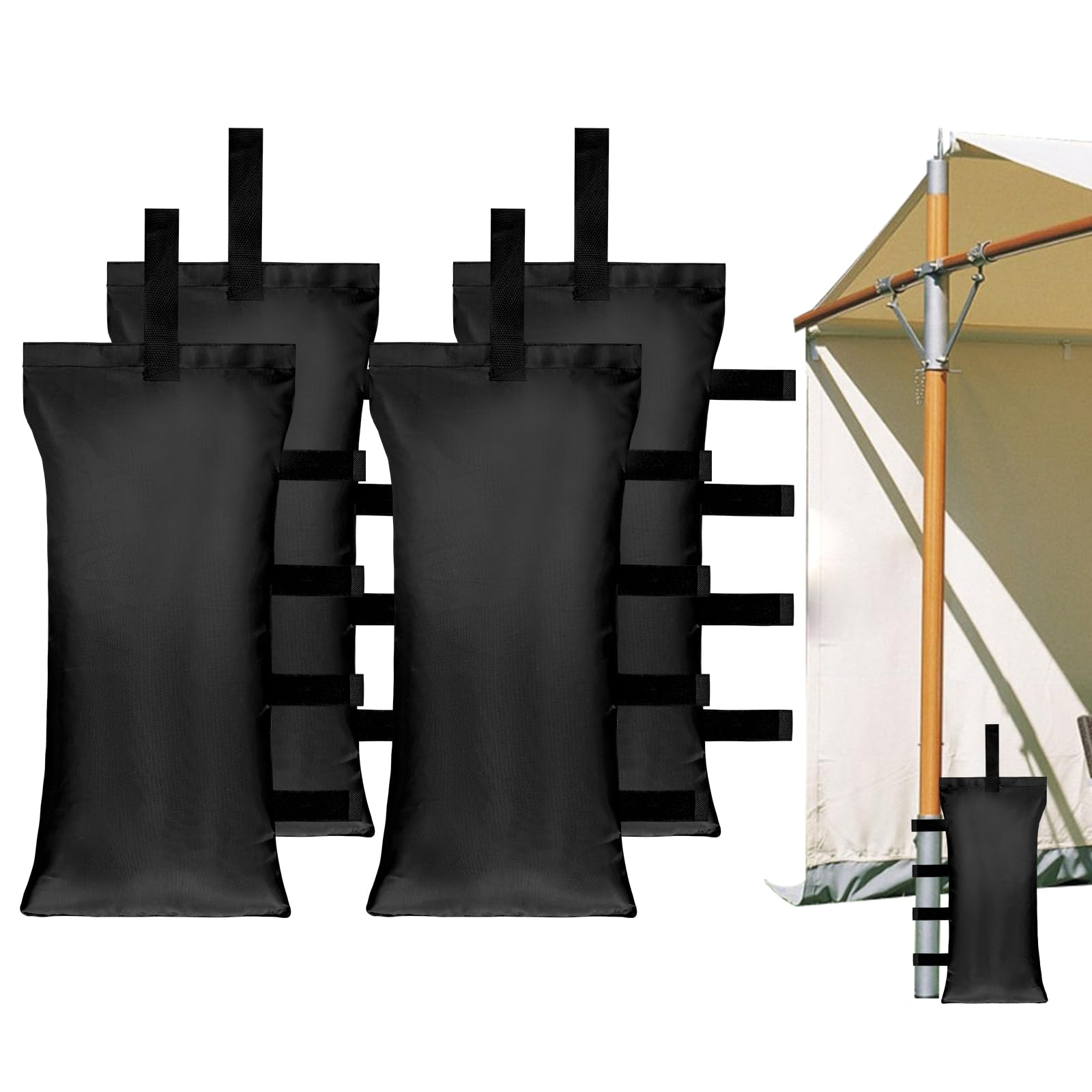 Hazben Tent Weights Set Of 4 Sand Bags For Canopy Legs Outdoor Instant Sun Shelter Patio 112Lbs Large Heavy Duty (Black)