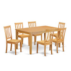 East West Furniture CAAN7-OAK-W 7 Piece Dining Table Set Consist of a Rectangle Kitchen Table and 6 Dining Chairs, 36x60 Inch, Oak