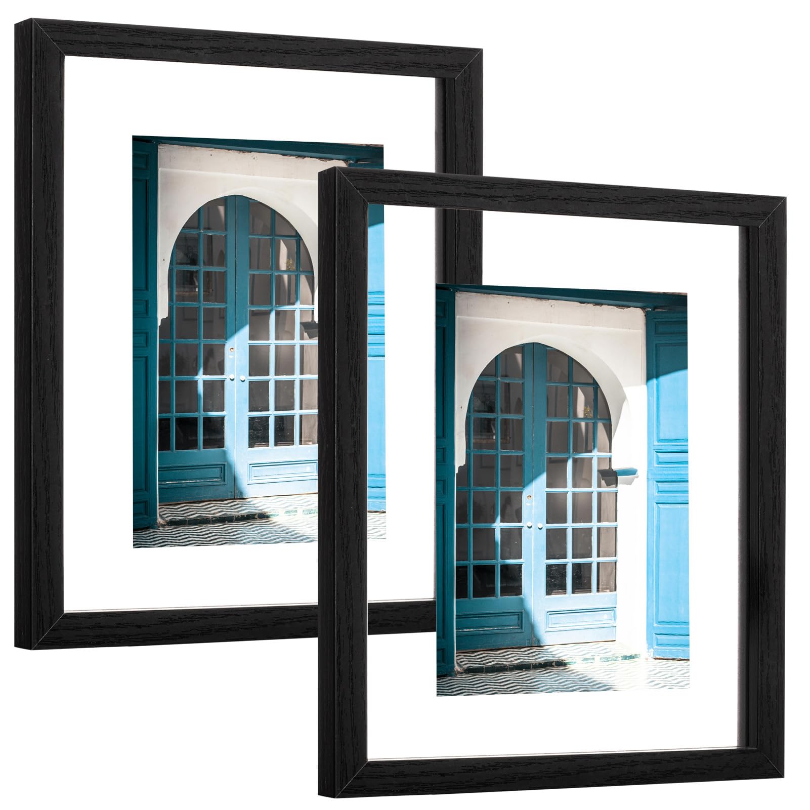 eletecpro 8x10 Floating Picture Frames Set of 2, Clear Double Glass Picture Frames for Wall Mount, Vertical or Horizontal Displa