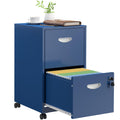 SteeLoong 2 Drawer File Cabinet with Lock,Blue Rolling File Cabinet for Home Office,Printer Stand, Metal Small Mobile Filing Cab