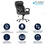 Flash Furniture Hercules Series Big & Tall 500 Lb. Rated Black Leathersoft Executive Swivel Ergonomic Office Chair With Extra Wide Seat
