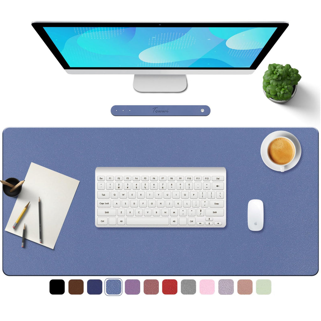 Towwi Pu Leather Desk Pad With Suede Base, Multi-Color Non-Slip Mouse Pad, 24    X 14    Waterproof Desk Writing Mat, Large Desk