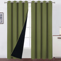 LEMOMO 100% Blackout Curtains 52 x 84 Inch/Olive Green Curtains 2 Panels with Black Lining Room Darkening Thermal Insulated Bedr