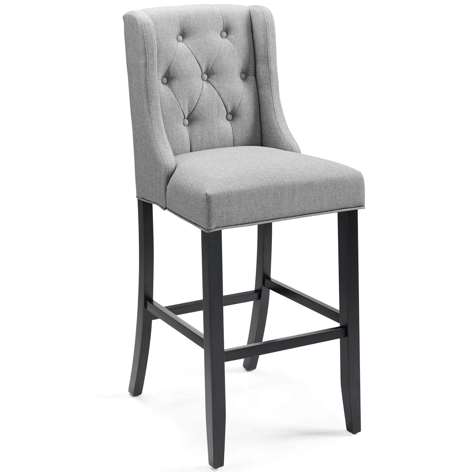 Modway Baronet Tufted Button Fabric Bar Stool In Light Gray