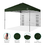 Best Choice Products 10X10Ft Easy Pop Up Canopy W/Side Wall, 10 Pockets, Portable Carrying Case, 1-Button Setup, 4 Weight Bags - Dark Green