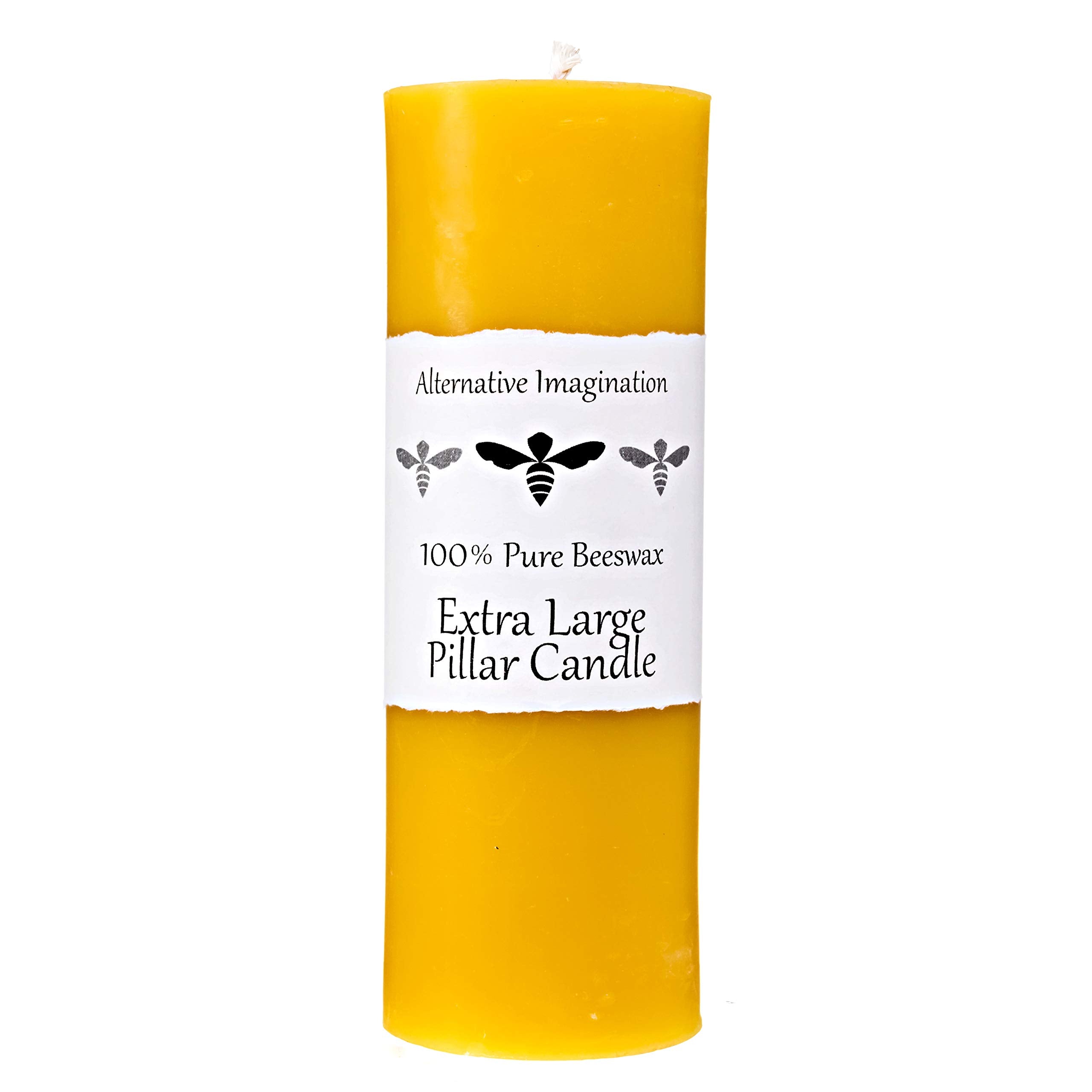 100% Pure Beeswax Candle - Extra Large Pillar Candle - 110 Hour Burn Time - 3x9 Inch - Alternative Imagination