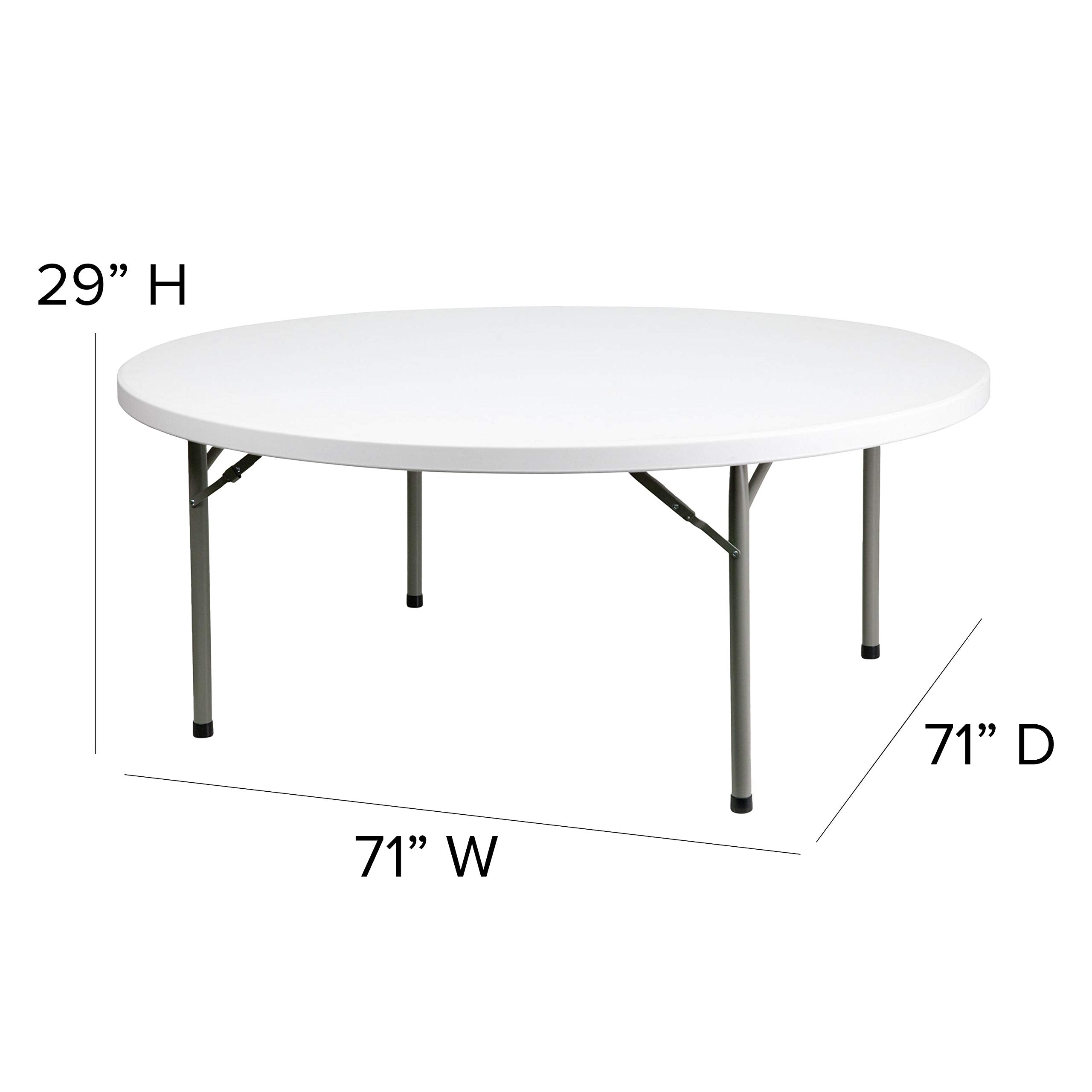 Flash Furniture Elon 6' Round All-Occasion Plastic Folding Event Table, Foldable Portable Banquet Table for Indoor/Outdoor Events, White