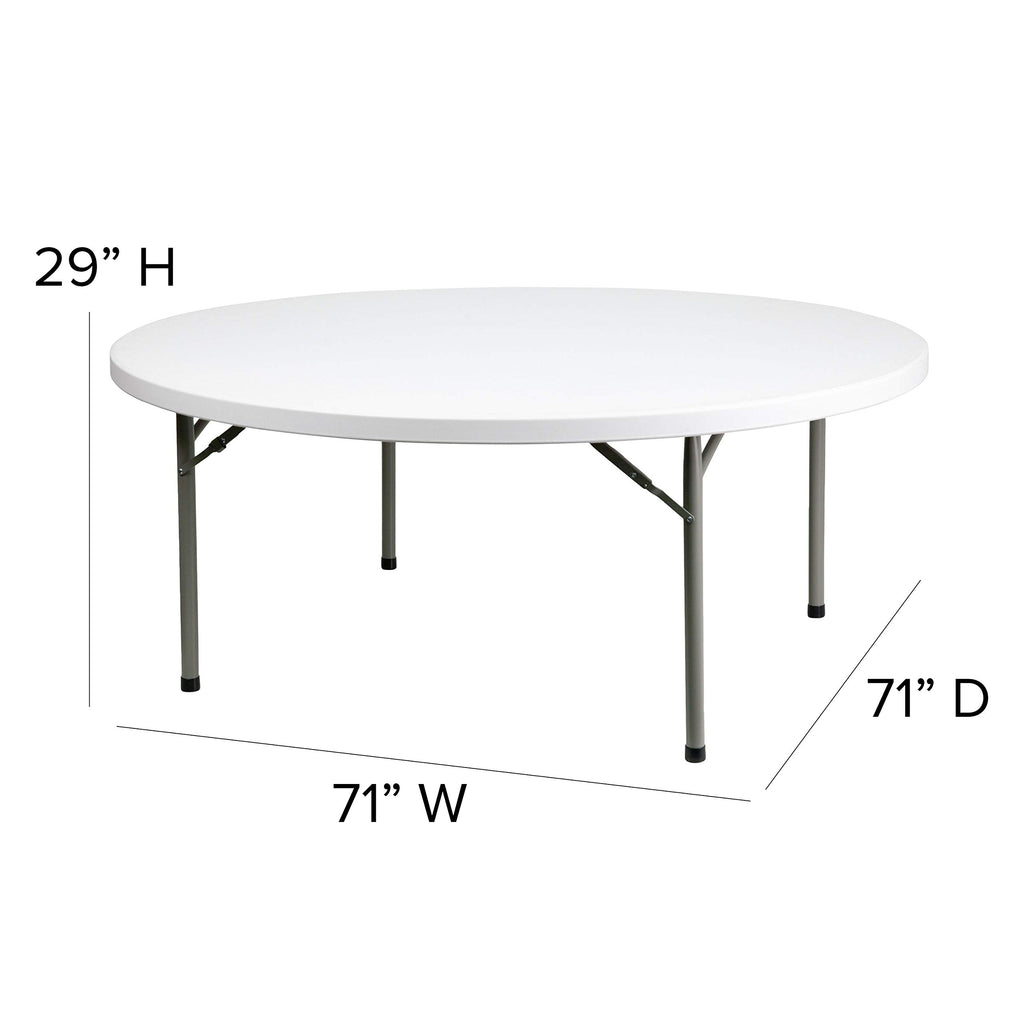 Flash Furniture Elon 6' Round All-Occasion Plastic Folding Event Table, Foldable Portable Banquet Table for Indoor/Outdoor Events, White