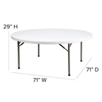 Flash Furniture Elon 6' Round All-Occasion Plastic Folding Event Table, Foldable Portable Banquet Table for Indoor/Outdoor Events, White