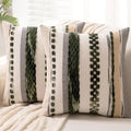 Wanlird Boho Throw Pillow Covers 18X18 Set Of 2 Christmas Decorative Cushion Case Striped Square Pillows Cover Chenille Pillow C