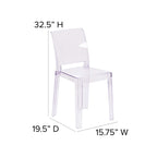 Flash Furniture Emilie Ghost Chair with Square Back in Transparent Crystal