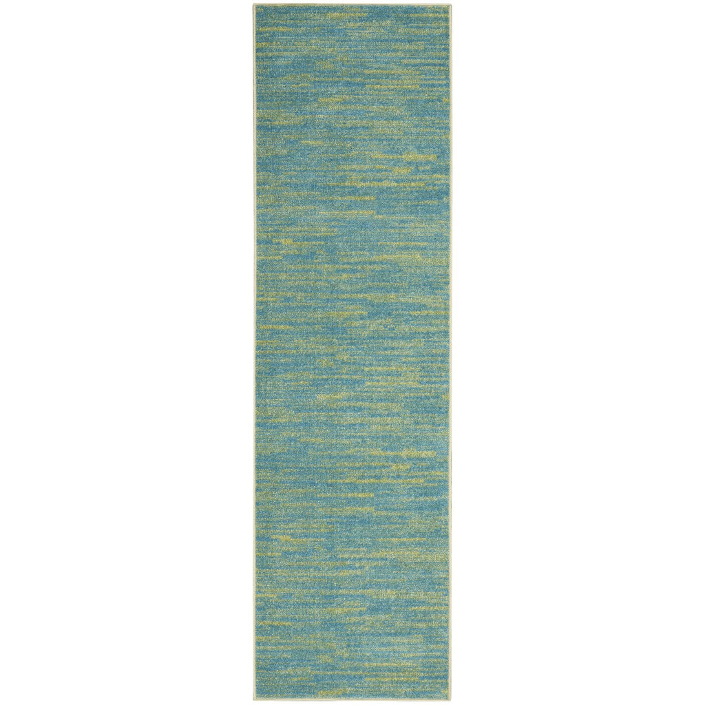 Nourison Essentials Indoor/Outdoor Blue Green 2'2' X 10' Area -Rug, Easy -Cleaning, Non Shedding, Bed Room, Living Room, Dining Room, Backyard, Deck, Patio (2X10)