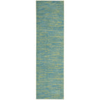 Nourison Essentials Indoor/Outdoor Blue Green 2'2' X 10' Area -Rug, Easy -Cleaning, Non Shedding, Bed Room, Living Room, Dining Room, Backyard, Deck, Patio (2X10)