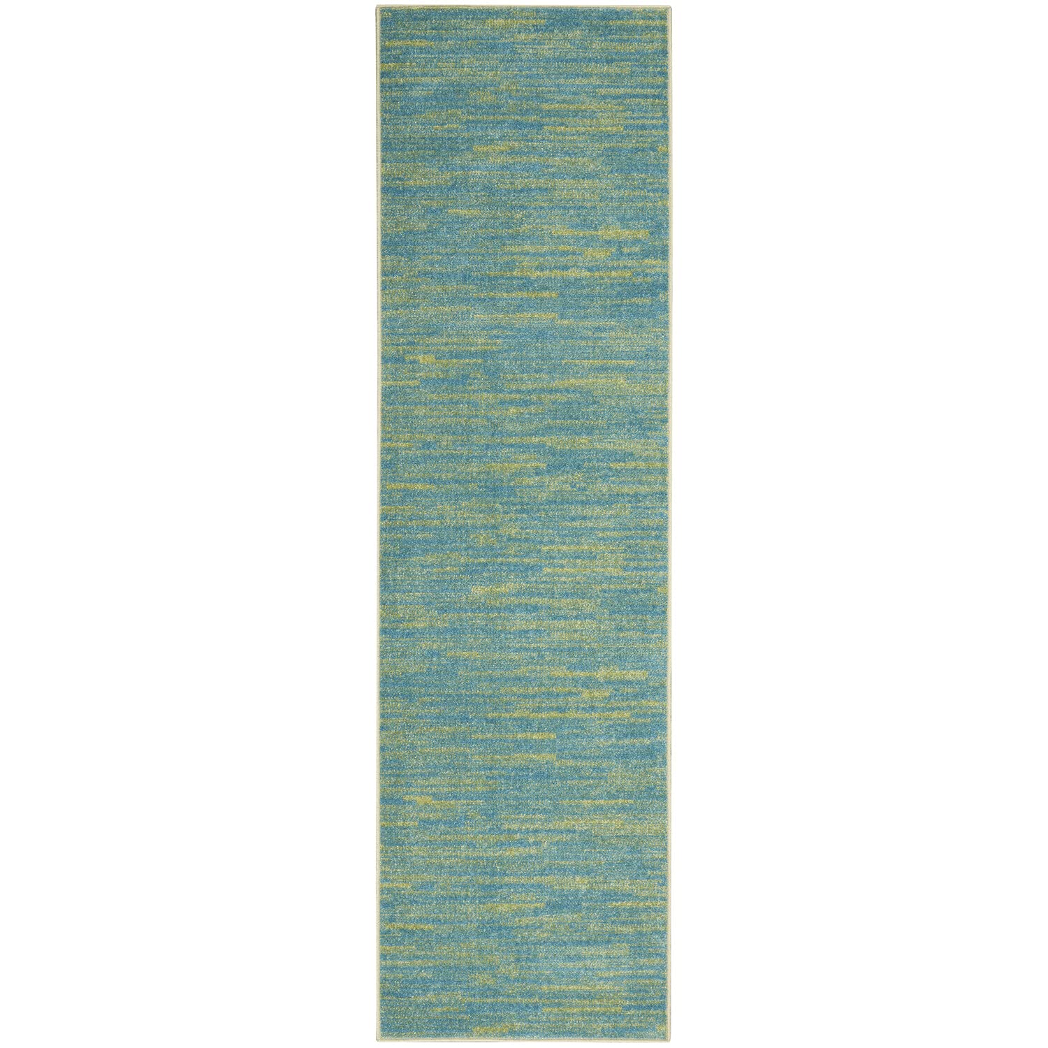 Nourison Essentials Indoor/Outdoor Blue Green 2'2' X 10' Area -Rug, Easy -Cleaning, Non Shedding, Bed Room, Living Room, Dining Room, Backyard, Deck, Patio (2X10)