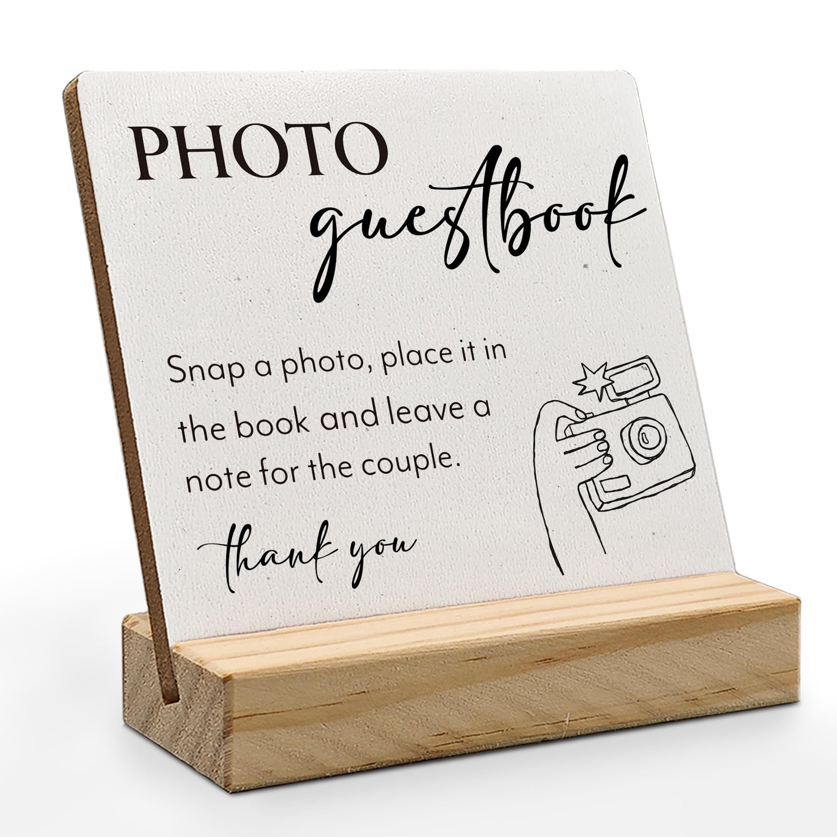 ANIANG Wedding Guestbook Desk Decor, Wedding Guest Book Sign Wood Plaque, Guest Book Signs forWedding, Photo Guestbook WeddingWo