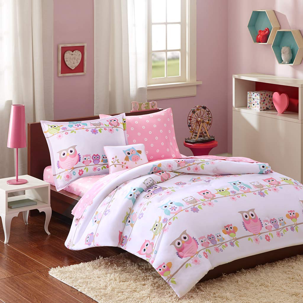 Mi Zone Kids Wise Wendy Bag In A Bag Sets For Girls, Owl Kids Girl Bedding Set - Ultra Soft Microfiber Childrens Bedroom Bed Com