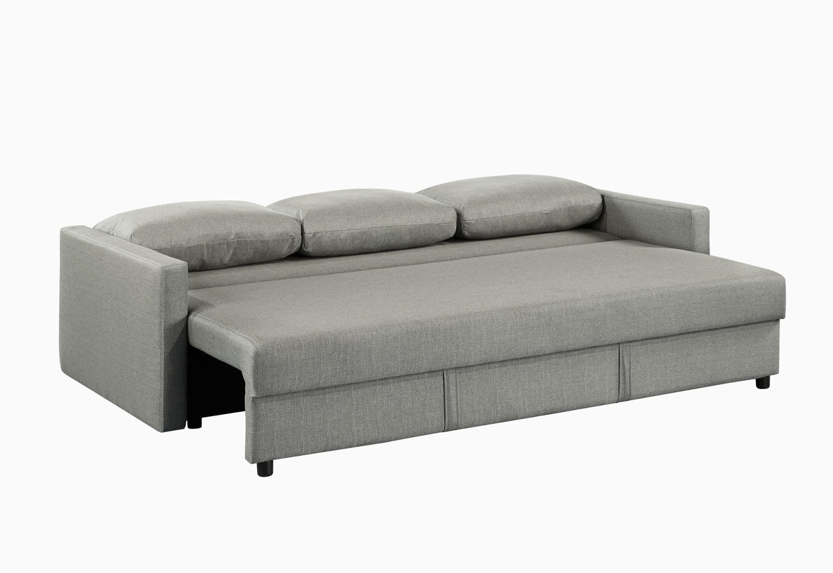 Lilola Home Odette 88.5" W Gray Linen Convertible Sleeper Sofa with Storage