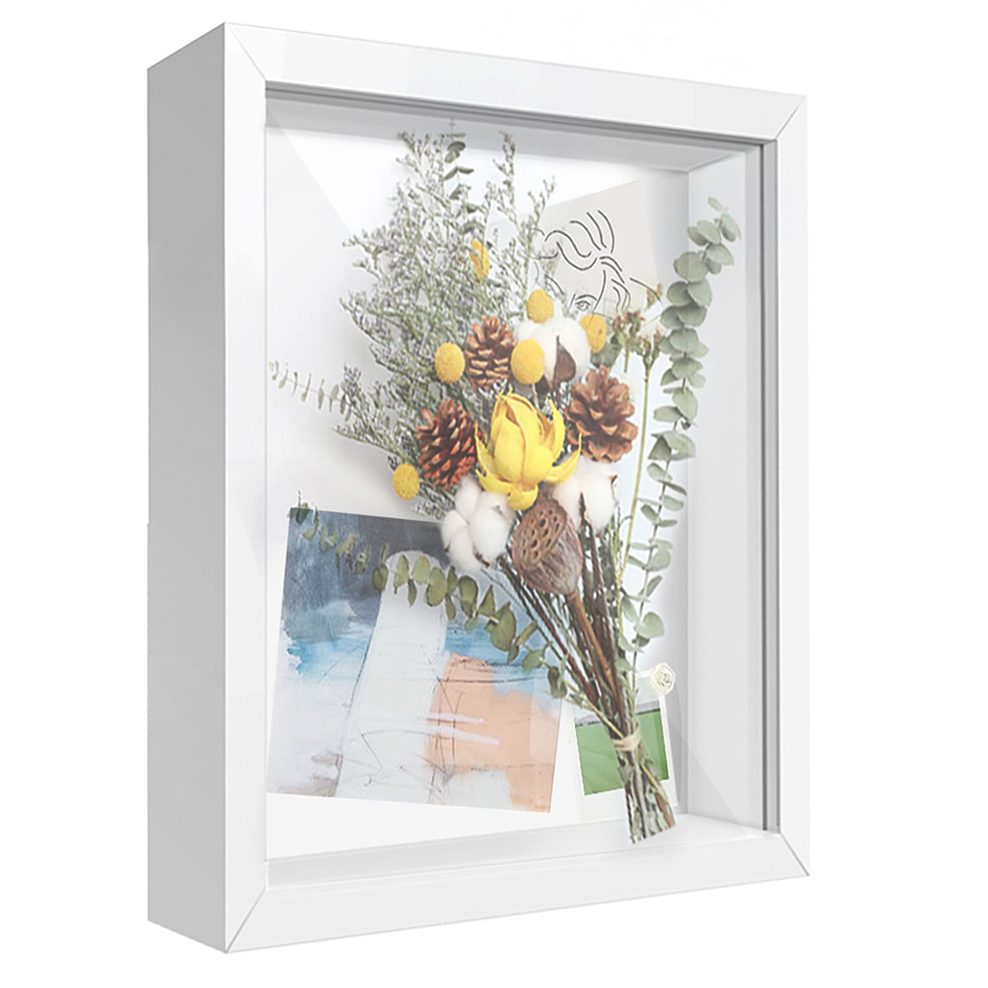 TouYinger 8x10 Shadow Box Frame Display Case with Letter Stickers, Display Case Box for Memorabilia, Baby Items, Wedding Memorie