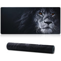 Jahosin Large Gaming Mouse Pad With Stitched Edges,[27.5X11.8In] Extended Black Lion Mouse Pad With Non-Slip Natural Rubber Base