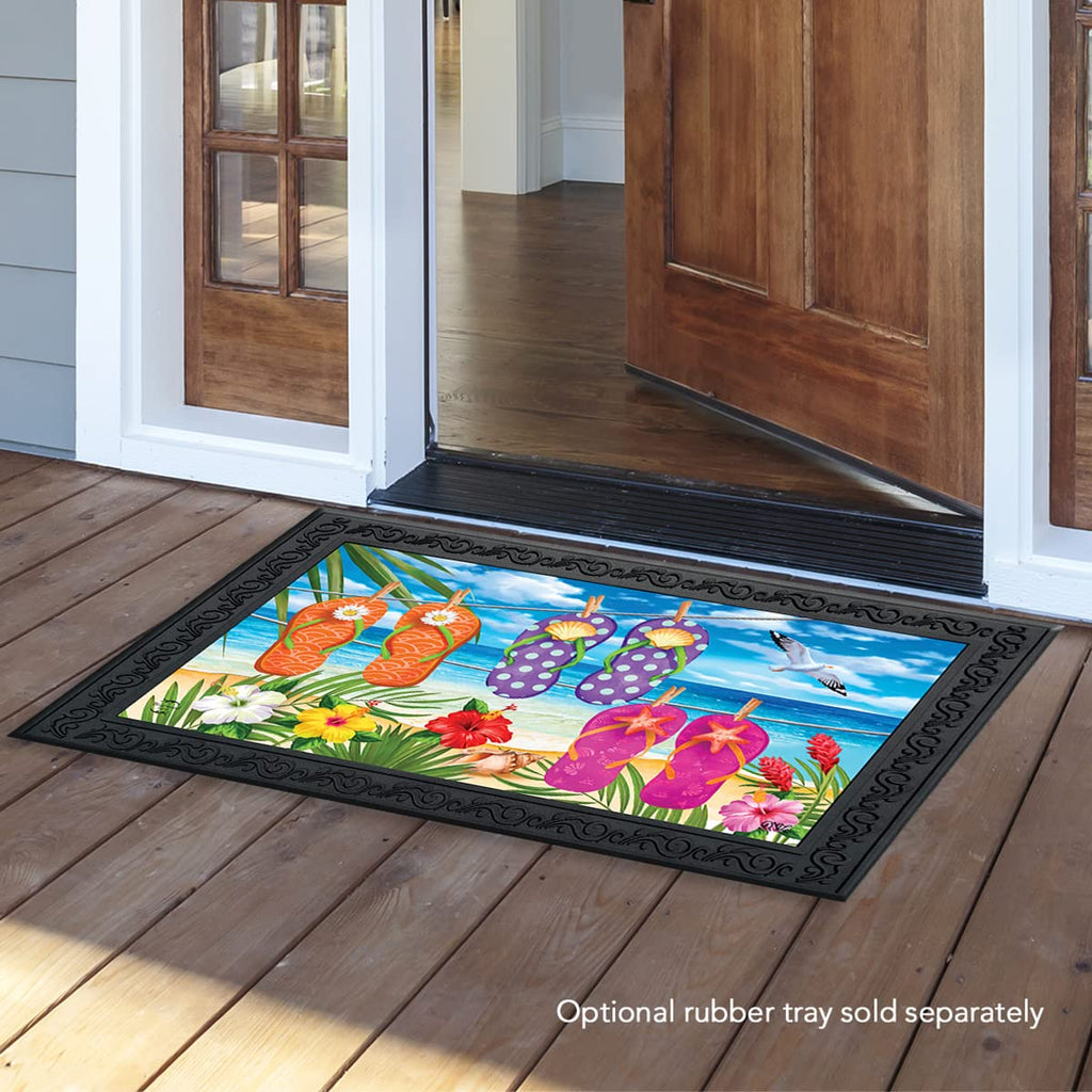 Briarwood Lane Hanging Flip Flops Summer Doormat Tropical Beach Island Indoor Outdoor 30' X 18'
