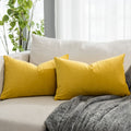 Quafoo Lemon Decorative Lumbar Velvet Throw Pillow Covers 16X24 Inch Set Of 2 With Zipper Luxury Soft Solid Rectangle Cushion Co