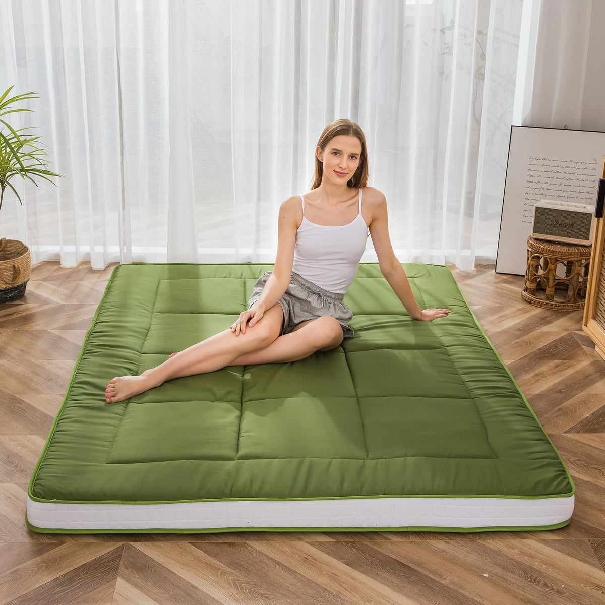 MAXYOYO King Futon Mattress Foam Mattress Topper, Japanese Floor Mattress Foldable Mattress Futon Bed Mattress Pad Guest Bed Mat