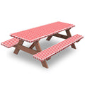 KENOBEE 8ft Picnic Table and Bench Fitted Cover, 96 Flannel Backing Elastic Edge Waterproof Wipeable Plastic Cover Fitted Vinyl 