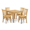 East West Furniture OXGR5-OAK-W 5 Piece Dining Table Set for 4 Includes a Square Kitchen Table and 4 Dining Room Chairs, 36x36 Inch, Oak