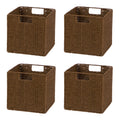Trademark Innovations 10.5 Woven Storage Cube Basket Bin with Iron Wire Frame  Set of 4