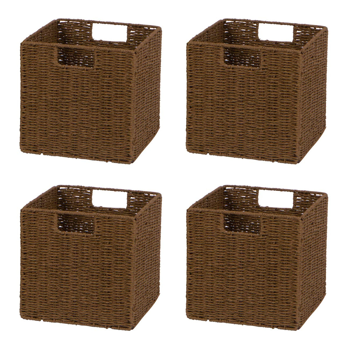 Trademark Innovations 10.5 Woven Storage Cube Basket Bin with Iron Wire Frame  Set of 4